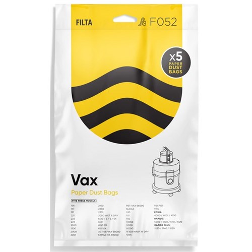 Filta Vax Paper Vacuum Cleaner Bags, Pack of 5