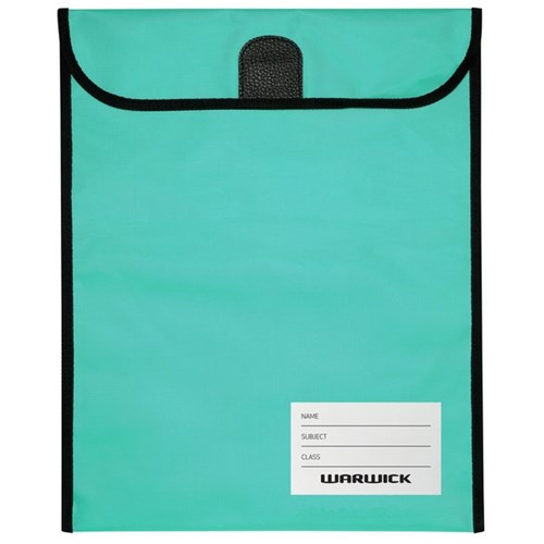 Warwick Homework Book Bag Hook & Loop Medium 290x360mm Aqua