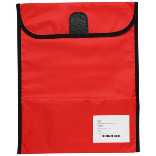 Warwick Homework Bag Hook & Loop Medium 290x360mm Red