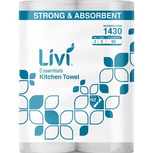 Livi Essentials Kitchen Paper Towel 2 ply Twin pack Carton of 9