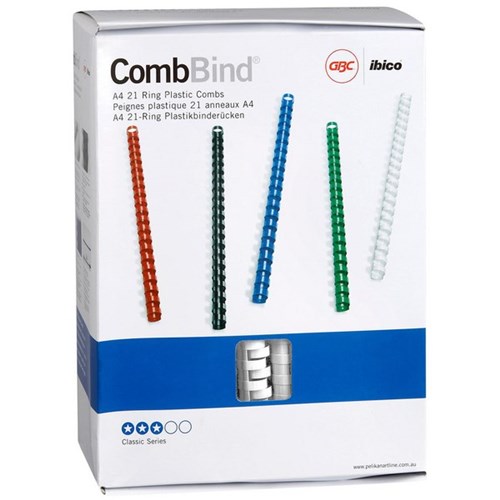GBC Ibico 19mm Plastic Binding Coils 21 Ring White, Pack of 100