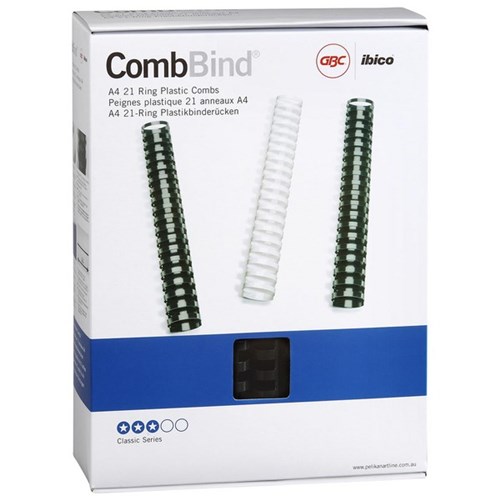 GBC Ibico 32mm Plastic Binding Coils 21 Ring Black, Pack of 50