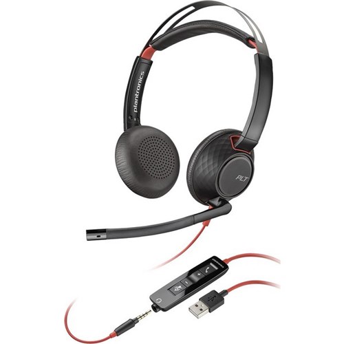 Poly Blackwire 5220 Stereo USB-A Wired Headset Black