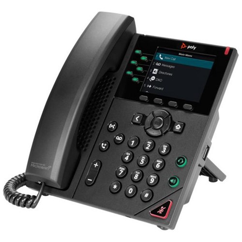 Poly VVX 350 6-Line IP and PoE-enabled Business Phone Black