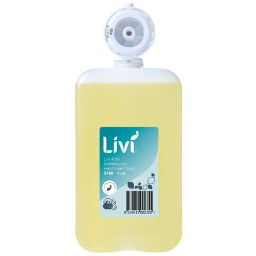 Livi Activ Antimicrobial Foam Hand Soap 1L, Carton of 6