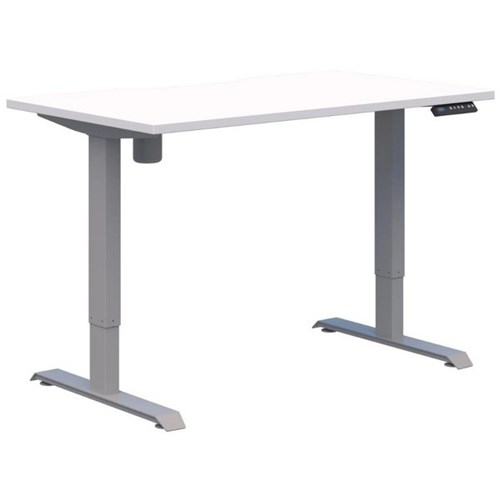 Switch One Electric Height Adjustable Desk 1200x700mm Snow Velvet/Silver