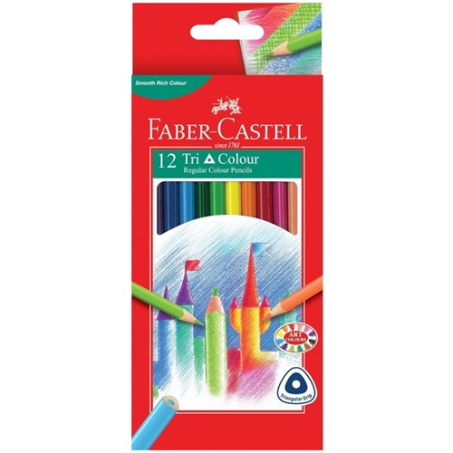 Faber-Castell Triangular Coloured Pencils, Pack of 12