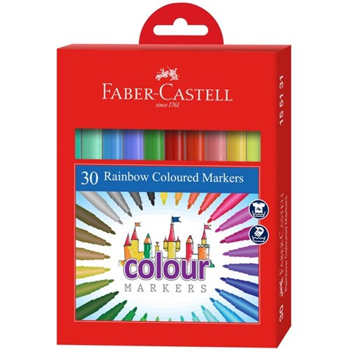 Faber-Castell Rainbow Coloured Markers, Pack of 30