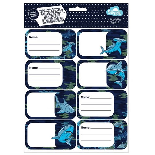 Spencil Robo Shark Name and Subject Labels, Pack of 16