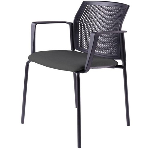 Zest Visitor Chair 4 Leg Black Shell with Square Arms Standard Fabric/Black
