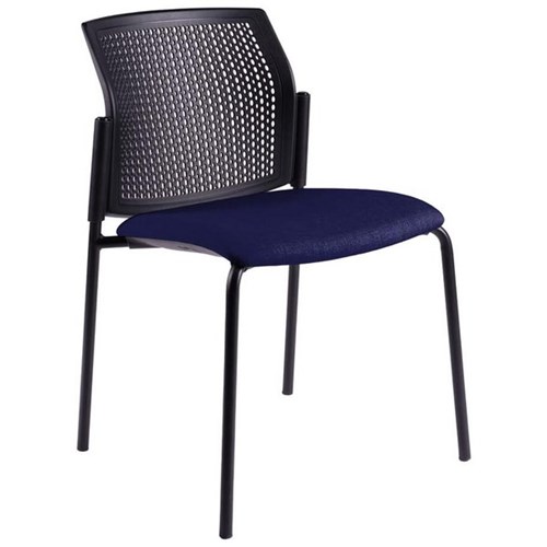 Zest Visitor Chair 4 Leg Black Shell Standard Fabric/Navy