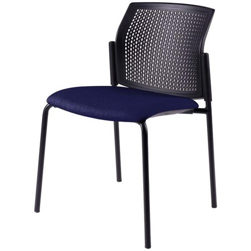 Zest Visitor Chair 4 Leg Black Shell Standard Fabric/Navy