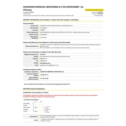 Microshield 4 Chlorhexidine Surgical Handwash 1.5L, Carton of 6