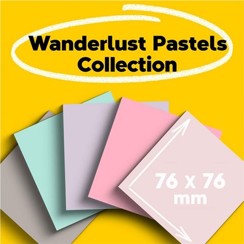 Post-it® Notes 100 654R-5SSNRP Recycled Super Sticky 76x76mm Wanderlust, Pack of 5 