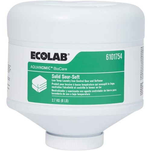 Ecolab Aquanomic Biocare Solid Sour-Soft Laundry Cleaner, Carton of 2