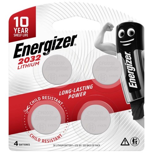 Energizer CR2032 3V Lithium Battery, Pack of 4