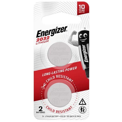 Energizer CR2032 3V Lithium Battery, Pack of 2