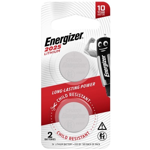 Energizer CR2025 3V Lithium Battery, Pack of 2