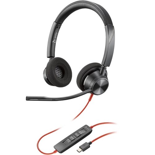 Poly Blackwire 3320 Stereo USB-C Wired Headset Black