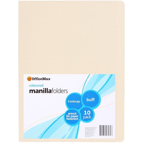 OfficeMax Manilla Folders Foolscap Buff, Pack of 10