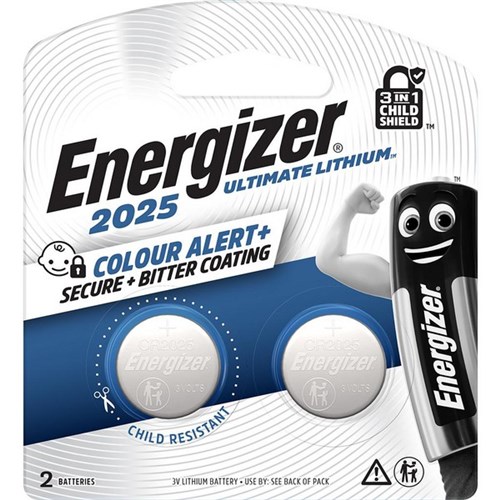 Energizer CR2025 3V Ultimate Lithium Battery, Pack of 2