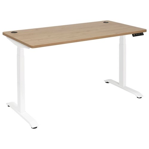 Amplify Electric Height Adjustable Desk Dual Motor 160kg 1500x750mm Pacific Oak/White