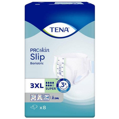 TENA ProSkin Bariatric Continence Slips Super Unisex 3XL, Carton of 4 Packs of 8