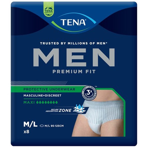 TENA Men Protective Underwear Continence Pants Level 4 Medium/Large, Carton of 3 Packs of 8