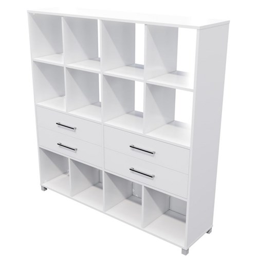 Cubby Hole Storage Unit 12 Cube 4 Drawers 1600x400x1650mm White