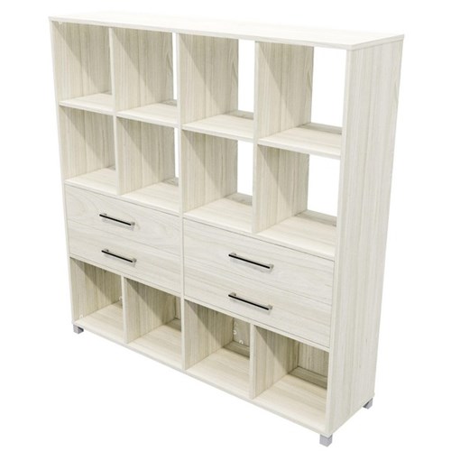 Cubby Hole Storage Unit 12 Cube 4 Drawers 1600x400x1650mm Coastal Elm