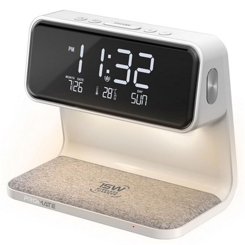 Promate 3-in-1 Multi-Function LED Alarm Clock White