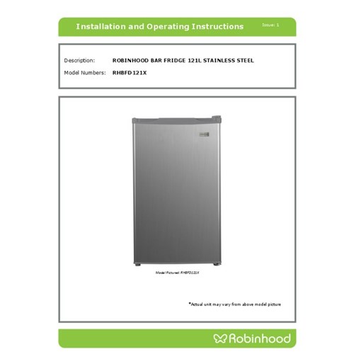 Robinhood Top Mount Fridge Freezer 197L Stainless Steel