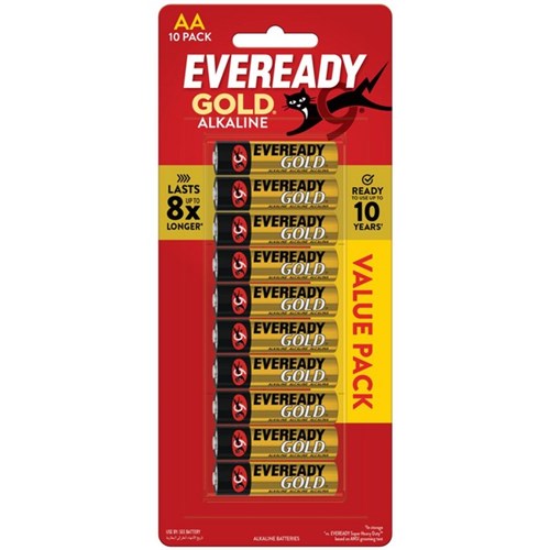 Eveready Gold AA Alkaline Batteries, Pack of 10