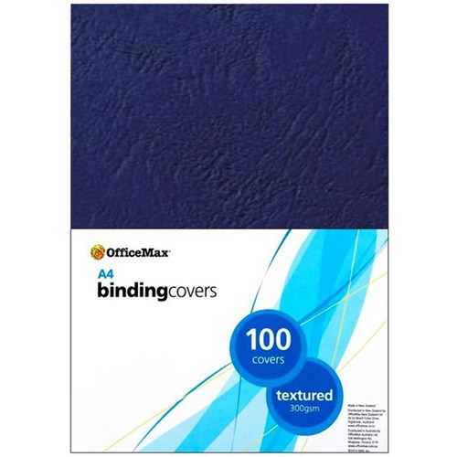 OfficeMax Textured Binding Covers A4 300gsm Blue, Pack of 100