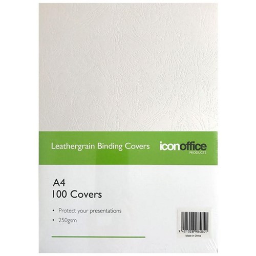 Icon Binding Covers 250gsm A4 White, Pack of 100