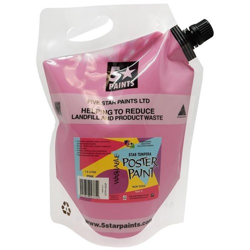 Five Star Tempera Poster Paint 1.5L Pouch Pink