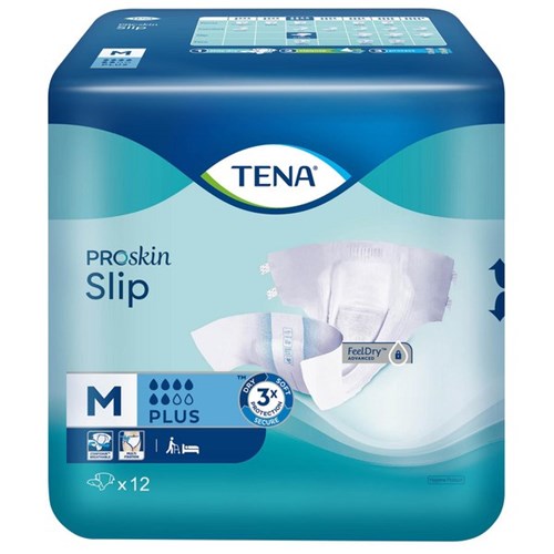 TENA ProSkin Slip Continence Pads Plus Medium, Carton of 6 Packs of 12