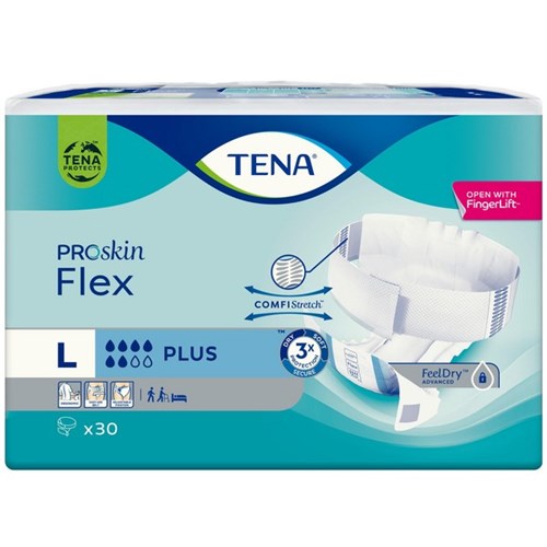 TENA ProSkin Flex Continence Briefs Unisex Plus Large, Carton of 3 Packs of 30