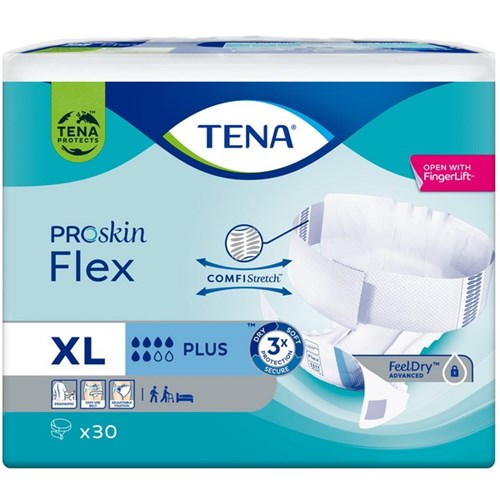 TENA ProSkin Flex Continence Briefs Unisex Plus XL, Carton of 3 Packs of 30