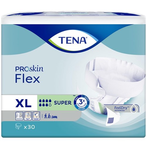 TENA ProSkin Flex Continence Briefs Unisex Super XL, Carton of 3 Packs of 30