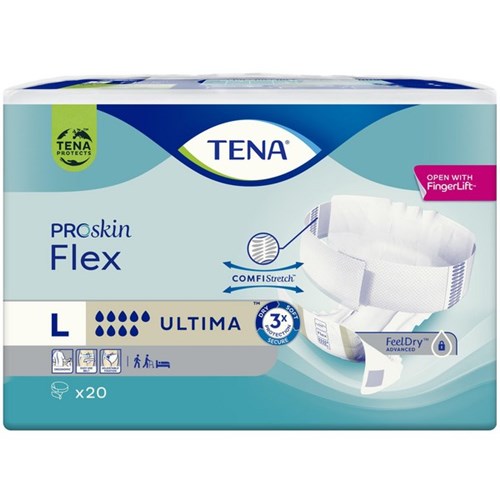 TENA ProSkin Flex Continence Briefs Unisex Ultima Large, Carton of 3 Packs of 20