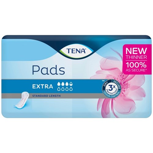 TENA Extra Continence Pads Standard Length, Carton of 12 Packs of 24