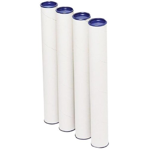 Marbig Postal Tube With End Caps 720x60mm, Pack of 4