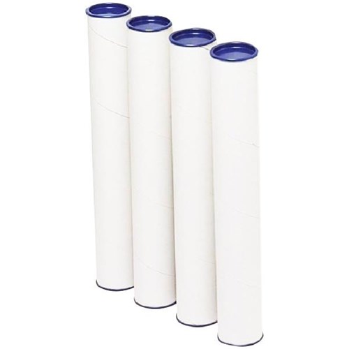 Marbig Postal Tube With End Caps 420x60mm, Pack of 4
