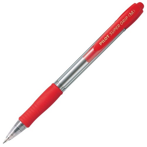 Pilot Super Grip Red Retractable Ballpoint Pen 0.7mm Fine Tip
