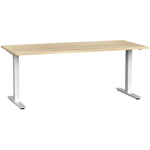 Agile Single User Desk 1800mm Atlantic Oak/White