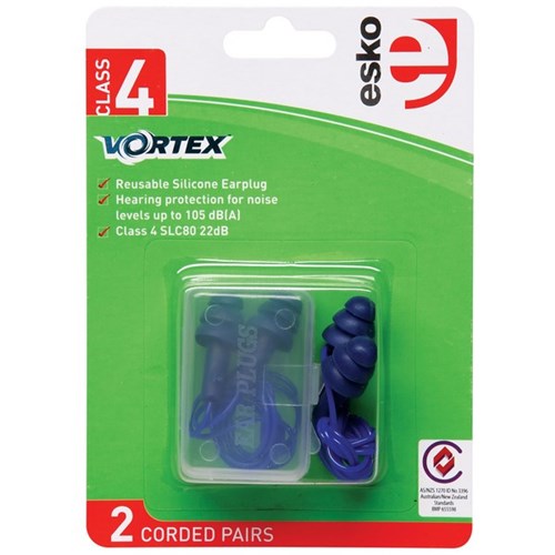 Vortex Earplugs Reusable Corded Class 4, Pack of 2 Pairs