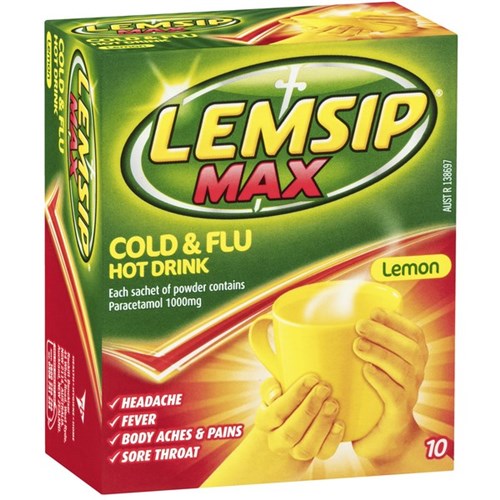 Lemsip Max Cough & Flu Sachet Lemon, Pack of 10