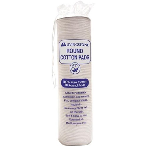 Livingstone Cotton Cosmetic Pad Round, Pack of 80