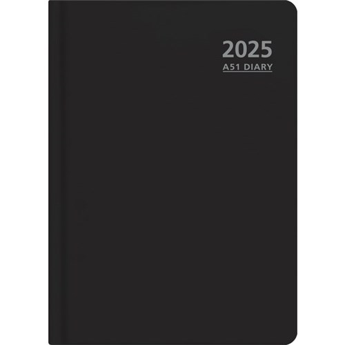 OfficeMax A51 1/2 Hour Appointment Diary A5 1 Day Per Page 2025 Black